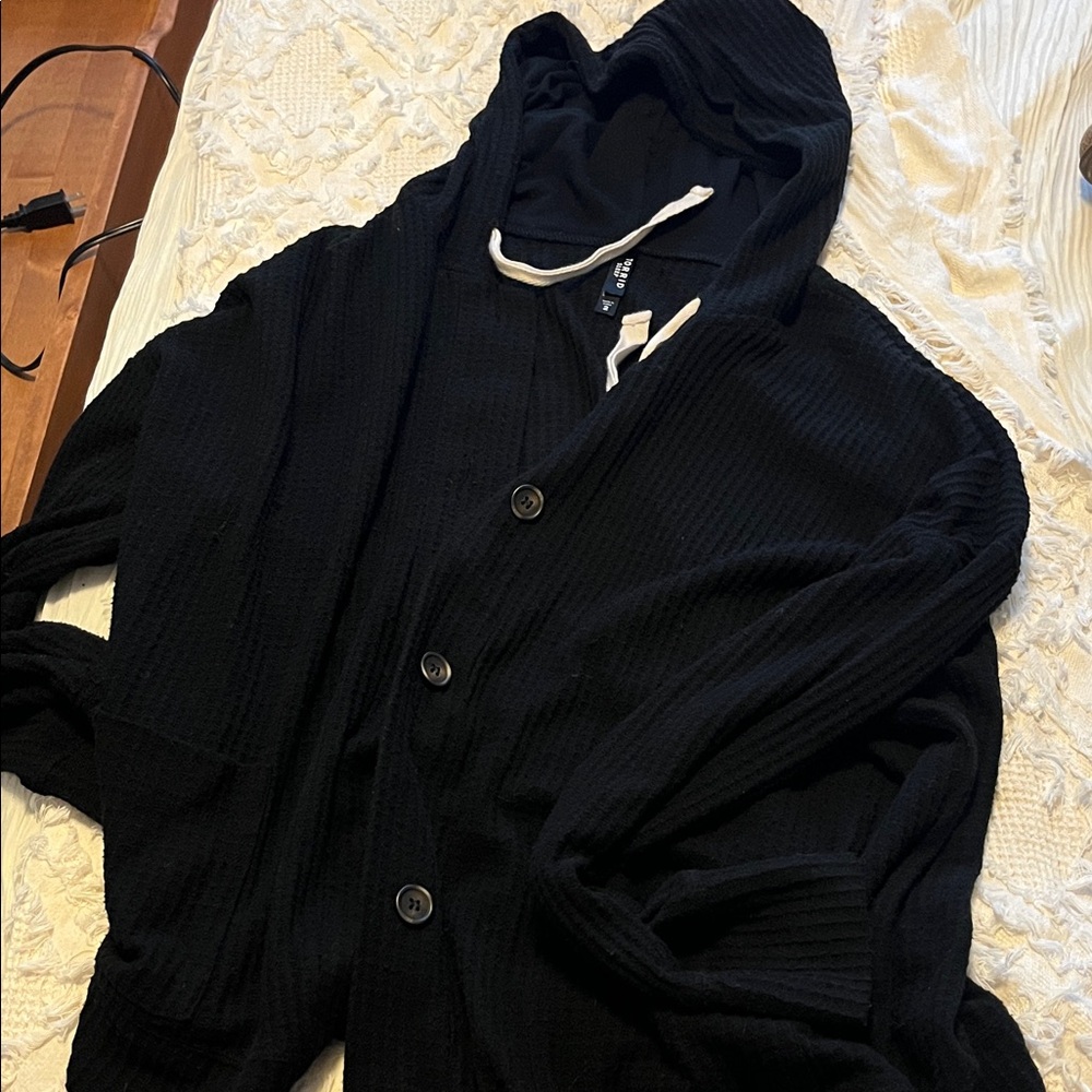 Torrid Black and White Hooded Cardigan